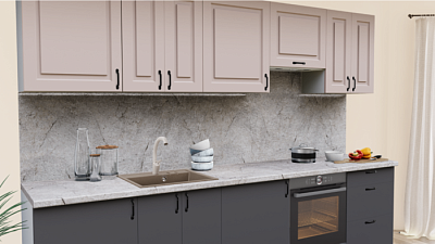 Кухня на заказ Латте 854 Графит нубук